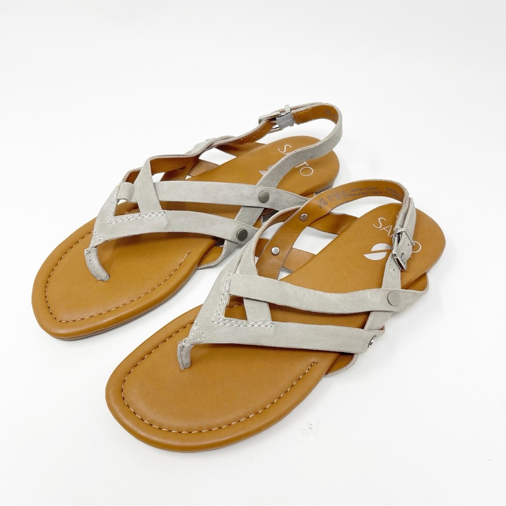 NWOT Franco Sarto Leather A-Gretchen Sandal Vapor Grey Suede Strappy Size 6.5 - Picture 8 of 13